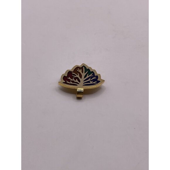 Gold Tone Maple Leaf Pendant Multicolor Enamel Detailing - Picture 2 of 5